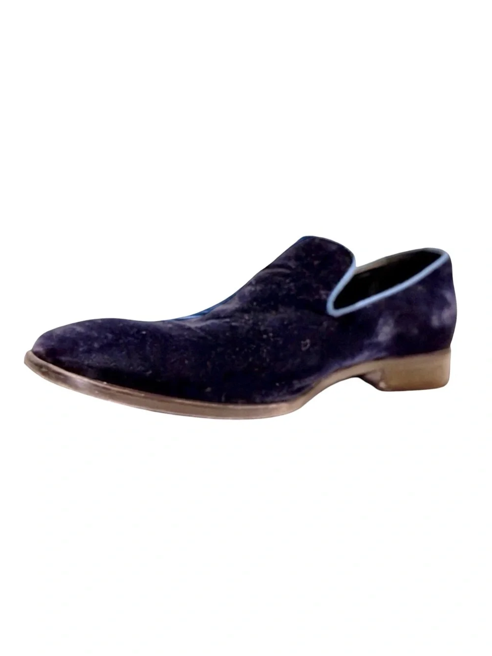 Saks Fifth Avenue Velvet Loafers Made in Italy Navy Blue Size 10M Luxury Slip-On